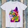 Colorful Cat Cute Animal T Shirt Meme Gamer Cool Cult Movie Music Gift Tee T826