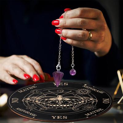 New Star Pendulum Board Wooden Dowsing Divination Metaphysical Message Plate Coaster Witchcraft Altar Supplies for Beginner