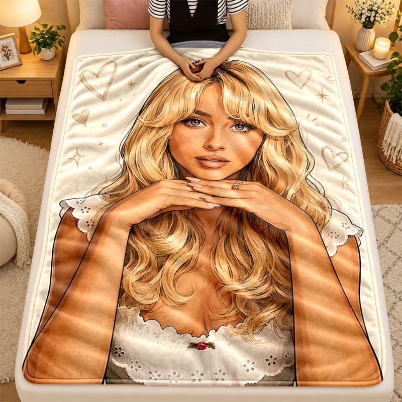 Flannel BlanketSabrina Carpenter Warm Soft Throw Blanket for Indoor Sofa Bed Living Room Use