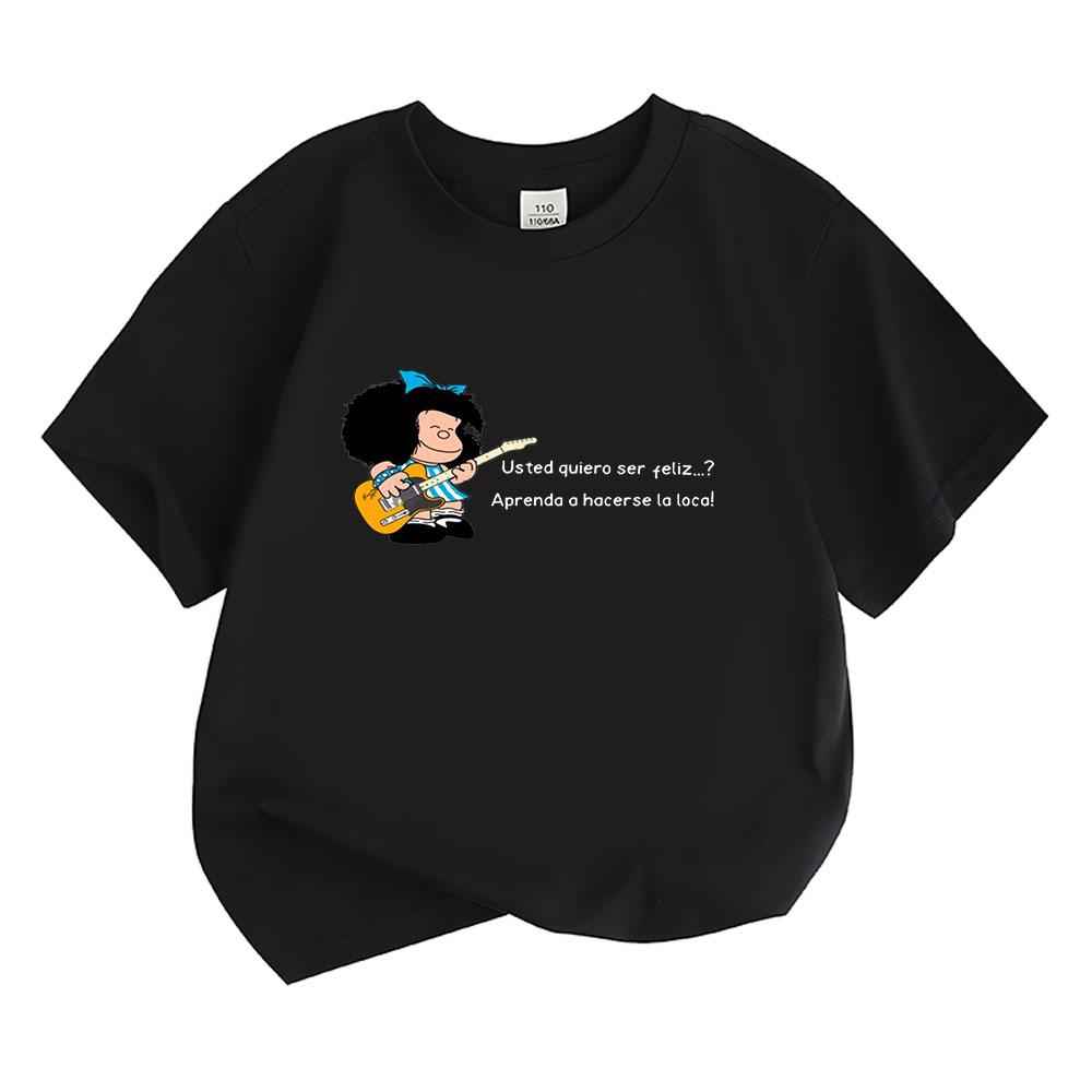 Mafalda Children's T-shirt 100%Cotton Cartoon Tops Anime Tees Print Girls and Boys Casual Cute Short Sleeve Manga Tee Summer Kids Clothing