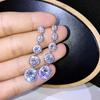 Huitan Temperament Sweet Long Hangings for Women with Round Cubic Zirconia Charm Wedding Party Fashion Ear Zircon Drop Shipping