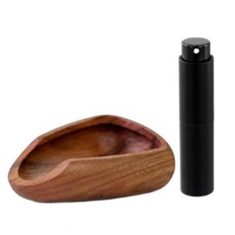 Wooden Coffee Bean Tray with Black Sprayer Wood Dish for Coffee Beans Large Capacity Coffee Grinders Accessories