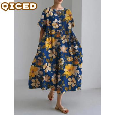 Fashion Summer Spring Short Sleeve O-Neck Casual Dresses