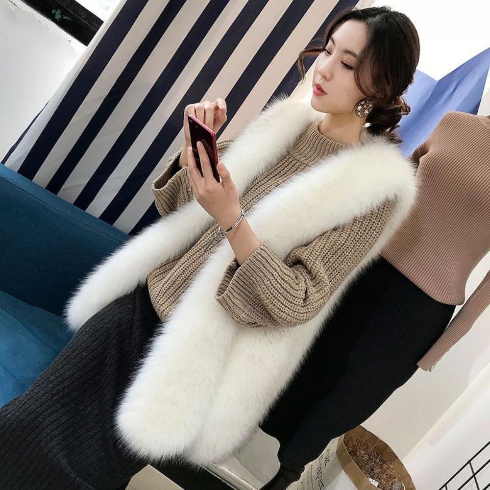 Women's Coats Fall and Winter Women's Imitation Fox Fur Vest Long Vest Outwear