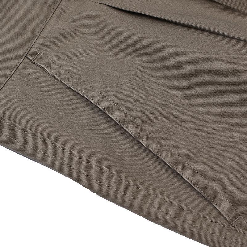 Men's High Waist Double Pleated Cotton Pants - Spring/Summer, Loose Straight Leg, Plus Size