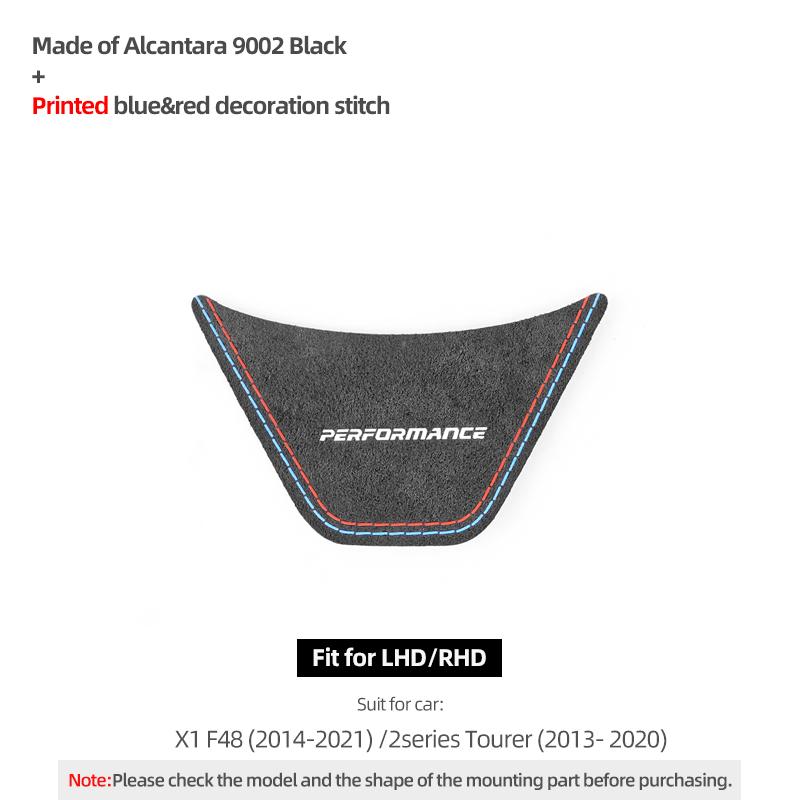 

For BMW X1 F48 F45 F46 Series 2 Made of Alcantara Car Interior Steering Wheel Sticker Trim Performance Decor Tuning Accessories 9002 Black