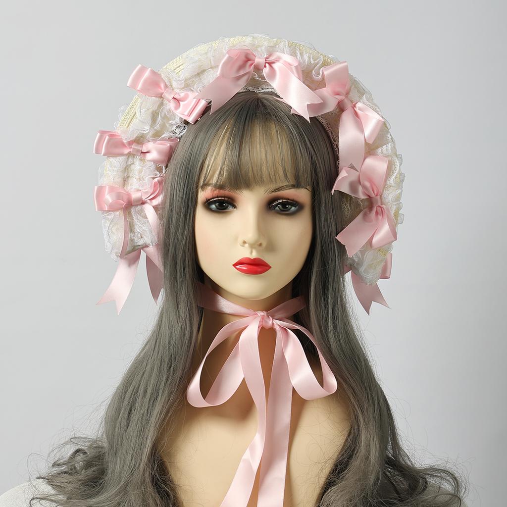 Lolita Lace Bonnet Hat Women Girl Victorian Party Straw Hat