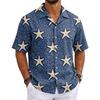 Men's Hawaiian Print Cuban Collar Shirt Short Sleeve Button Down Casual Beach Shirt Lightweight Breathable Fabric for Summer