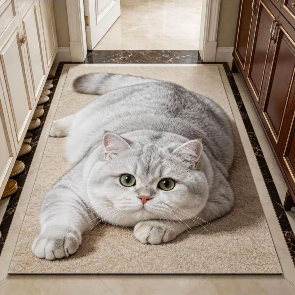 40×60CM Bathroom Carpet Realistic Bedroom Door Rug Cute 3D Cat Floor Mat Home Decor