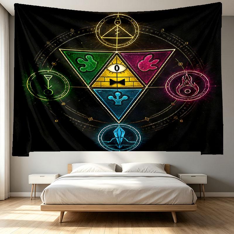 Gravity Falls Print Tapestry - Portable Wall Decor Cloth, for Home, Dorm, Travel, Bedroom, Living Room - Ideal Birthday Housewarming Gift