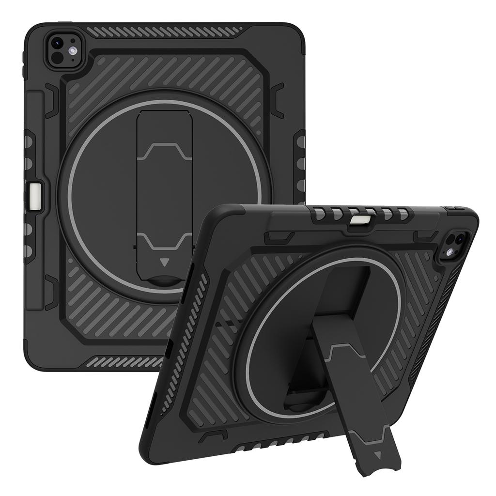 For iPad Pro 13 (2025)/13 (2024) Case Kickstand PC + TPU Shockproof Tablet Cover with Pen Slot