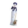 Girl Figurine European Crafts Ceramic Lady with Dog Statue Sculpture Girl Statue for Entrance Cabinet Shelf Housewarming Gifts
