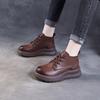 Winter and Autumn Women's Flat Short Boots with Thick Soles, Retro Style, Large Size, Plush Lining Shoes