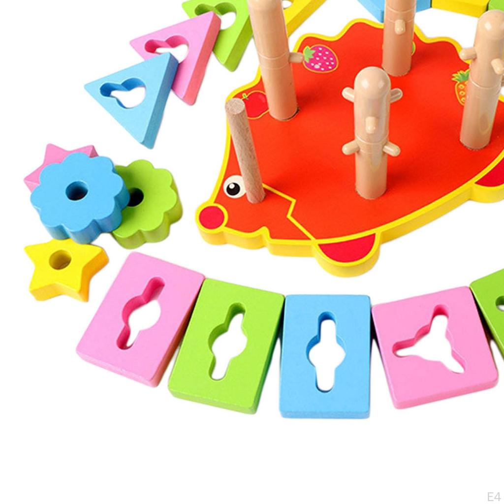 Wooden Shape Matching Stacking Blocks Toys Developmental for Birthday Gifts
