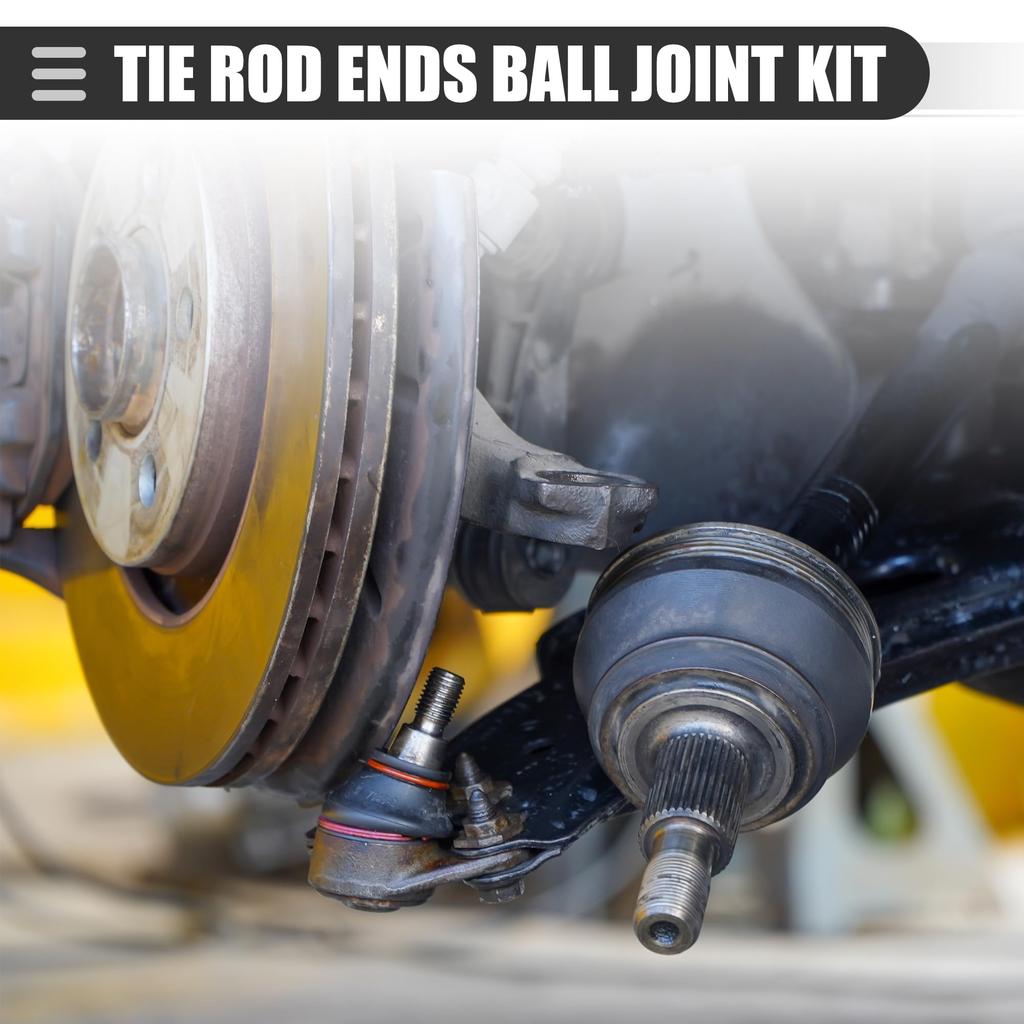 Motoforti Tie Rod End Ball Joint Kit Assembly Compatible with EZGO TXT Golf Carts, Metal, Black, 3 Pieces