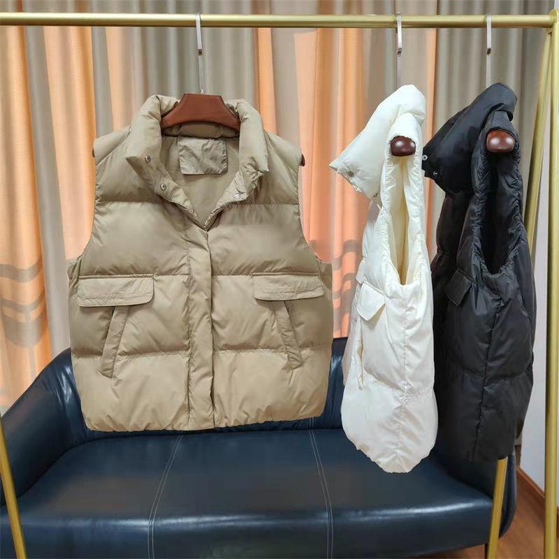 Down jacket vest women's new single-breasted outer wear stand-up collar down vest sleeveless white duck down vest