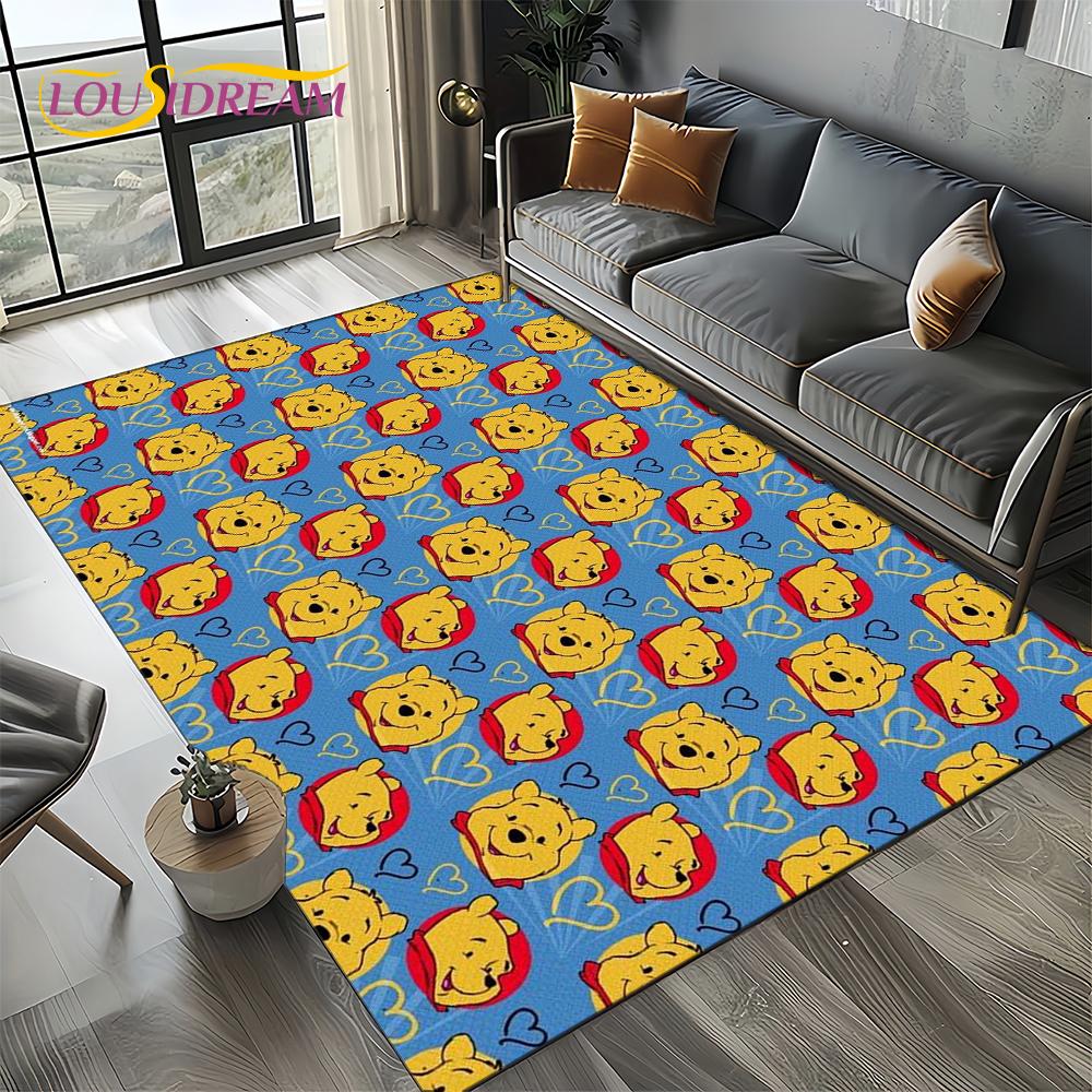 Tappeto Tappetino Decorativo Tappeto Cartoon Orso Winnie Pooh Carino 3D per Camera da Letto Soggiorno Casa Divano, Gioco Bambino Decorazione Grande Tappetino Pavimento Regalo