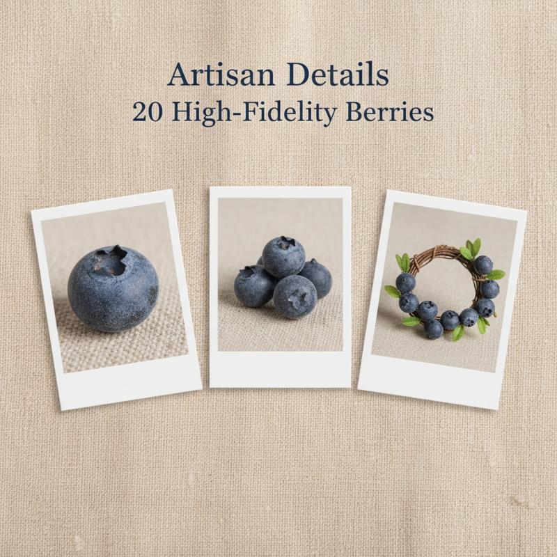 Lifelike Blueberry 20 Pcs Artificial Set Plastic Fruit for Bistro Coffee Shop and Decor