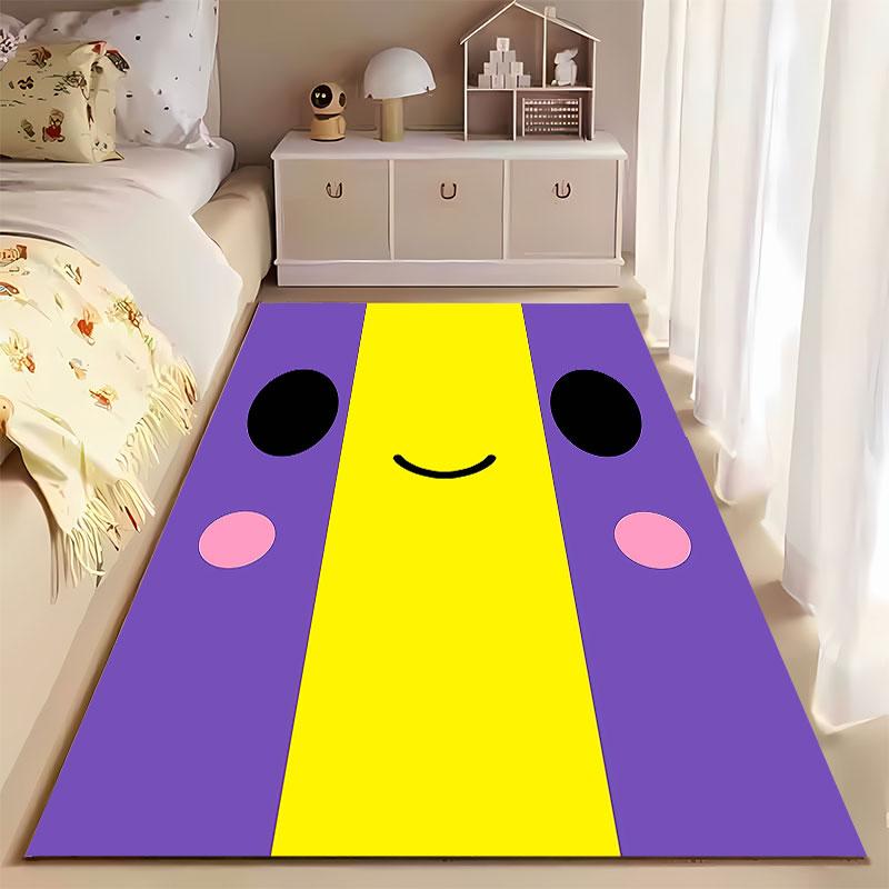 Cute Smiley Face Purple Carpet suitable as a non-slip mat for the living room or bedroom sofa