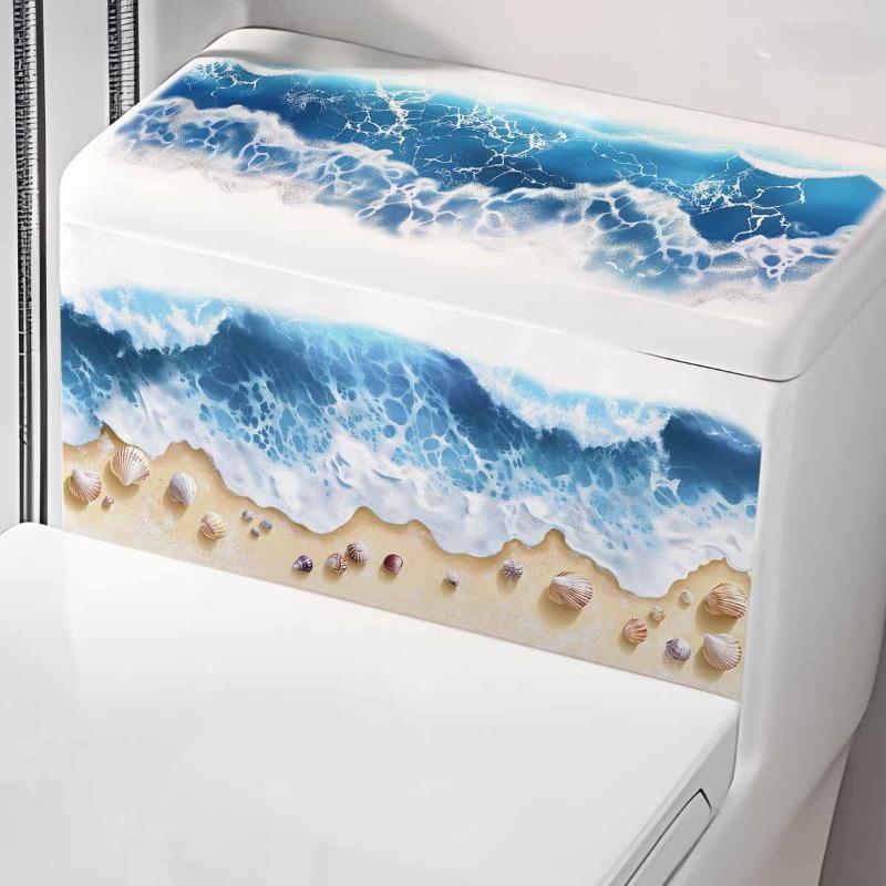 Marea, Plaja, Toaletă Exquisită cu Scoici, Autocolante de Perete, Decor pentru Baie, Autocolante de Perete, Picturi Murale Autocolante