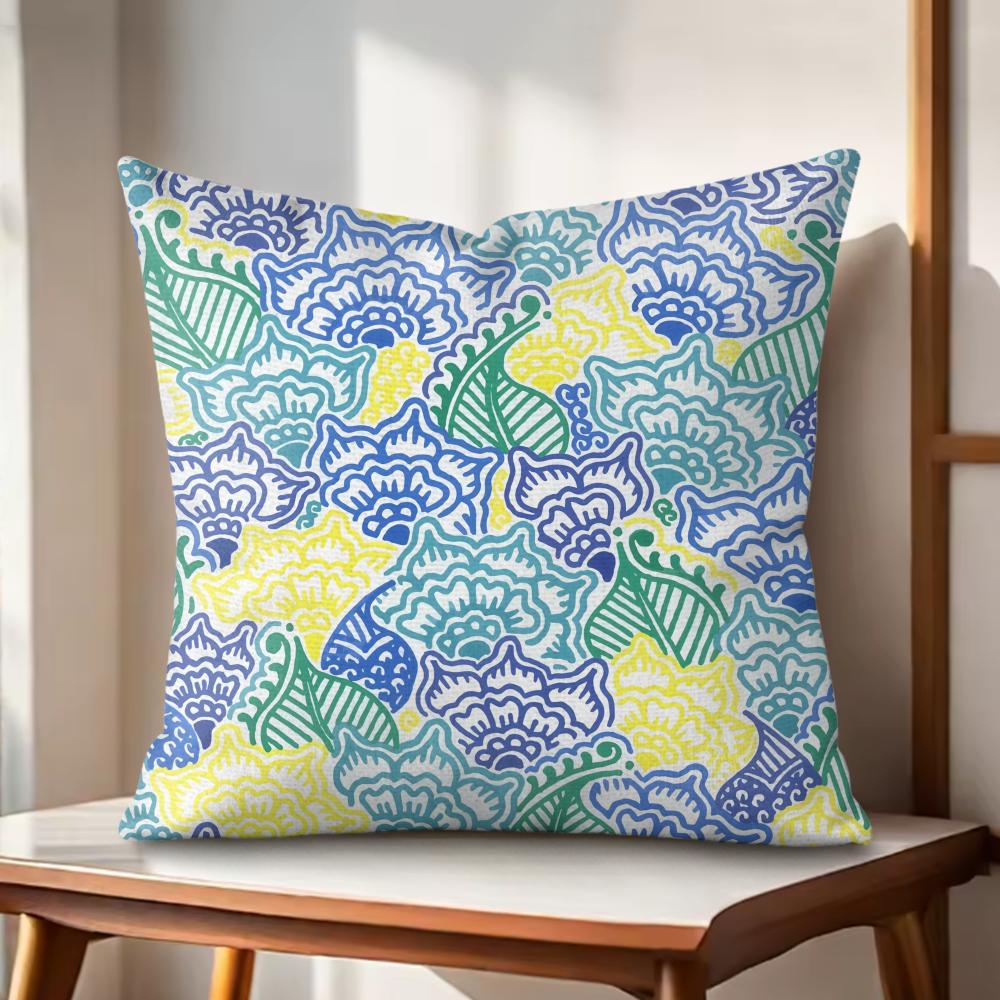 Garden Flowers Cushion Cover Natural Linen Organic Fabric DoubleSided Printing Couch Pillow Covers Home Decor