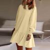Women's  Long Sleeve Pullover Top Knit Ribbed Knit Patchwork Sweatshirt Dress Casual  Dresses
