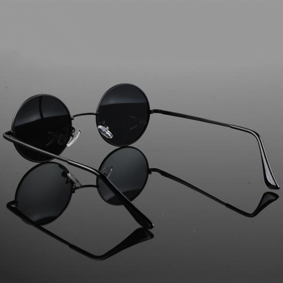 Vintage Retro Men Women Round Metal Frame Sunglasses Black Lens Glasses Eyewear