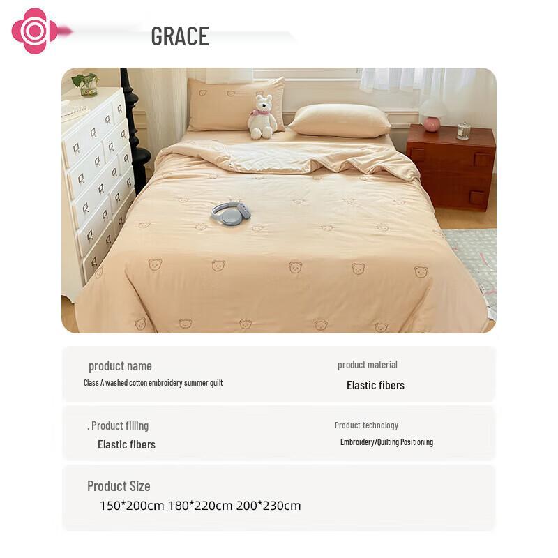 Grace Embroidered Washed Cotton Summer Quilt