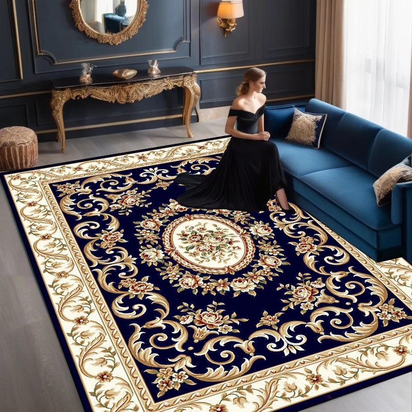 Europäische Luxusteppiche für Wohnzimmer Große Größe Dekorationsteppich Hotelhalle Weiche Matte Schlafzimmer Lounge Rutschfester Teppich Tapis Salon