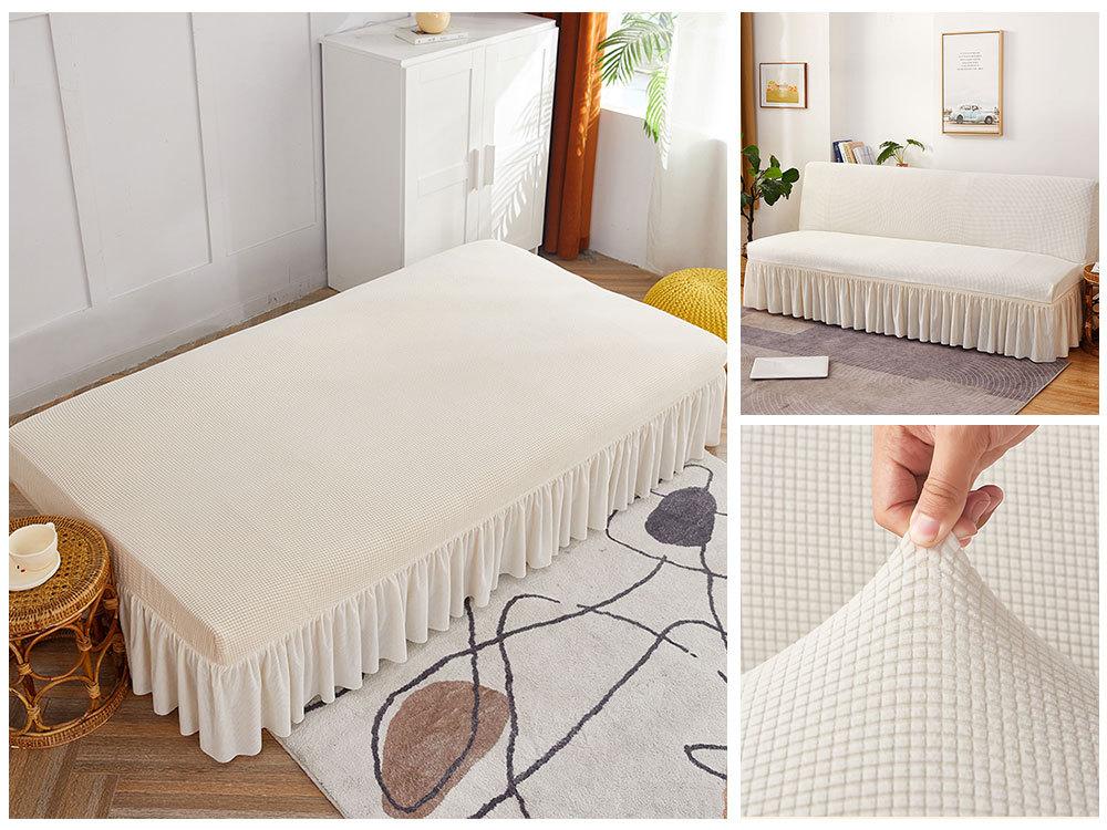 

Living Room Without Armrests Skirt Sofa Bed Cover Thickened Corn Kernels Elastic Folding Sofa Cover All-Inclusive Universal small length: 120-150cm молоко, білий колір
