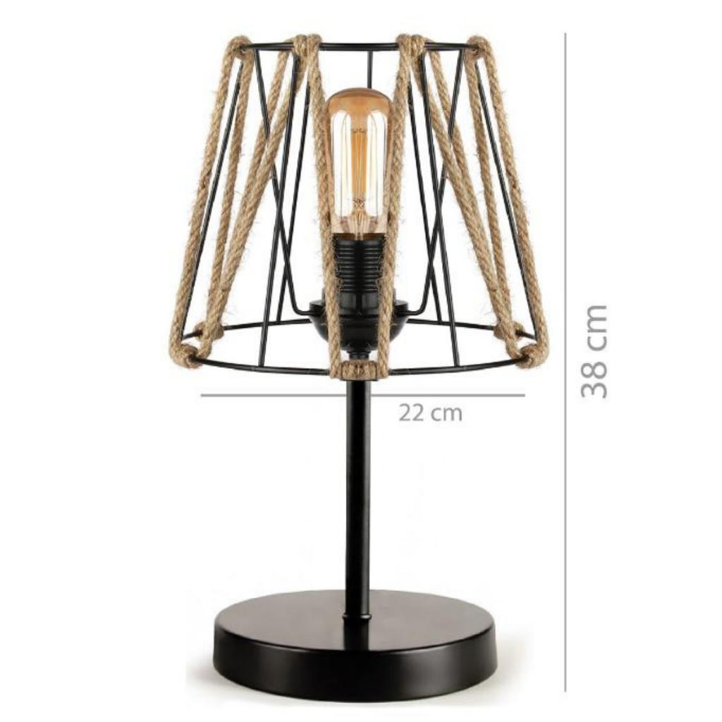 Kuzey Siyah Metal Gövdeli Halatlı Abajur