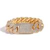 Kubanische Kette Armband Herren Damen Strass Inlay Geometrische Glieder Hip Hop Schmuck Gold Platin 10-20mm Breite