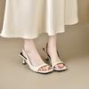 Niche high-heeled sandals shoes summer 2025 new square head thin heel empty skirt single shoes