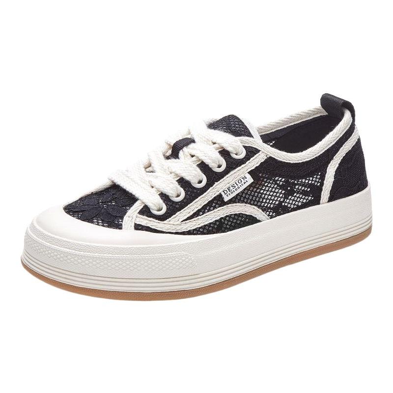 Platform Canvas Shoes Women's 2025 Summer New Versatile Fashion Breathable Casual Board Shoes Show Feet Small Sports Shoes Mesh
