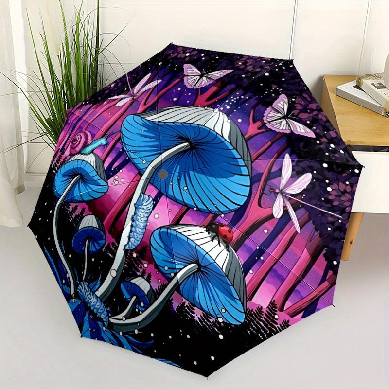 1pc Fantasy Forest Automatic Open/Close, Foldable Compact Umbrella with 8-Rib Shaft, Perfect Gift For Men And Women, Casual Style, Vibrant M