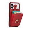 For iPhone 17 Pro Max Case Card Holder Ring Kickstand TPU+PU Leather Phone Cover with Long Strap