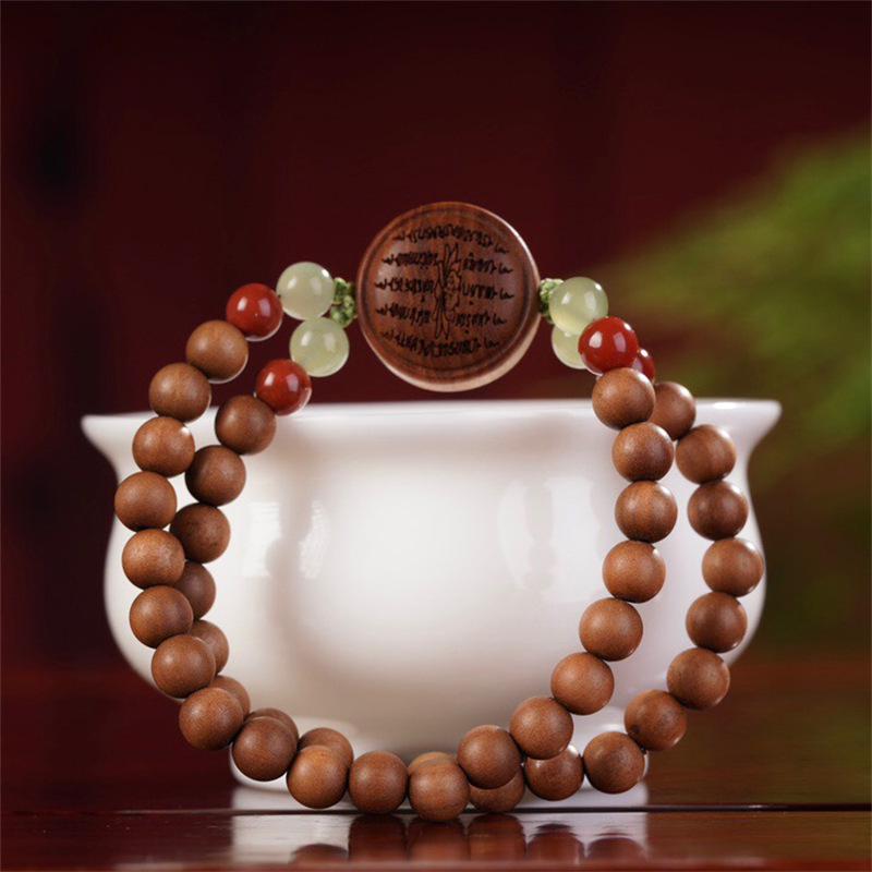 

Indian Mountain Sandalwood Lotus Mantra Prayer Beads Bracelet - Unisex Retro Style Pure Natural