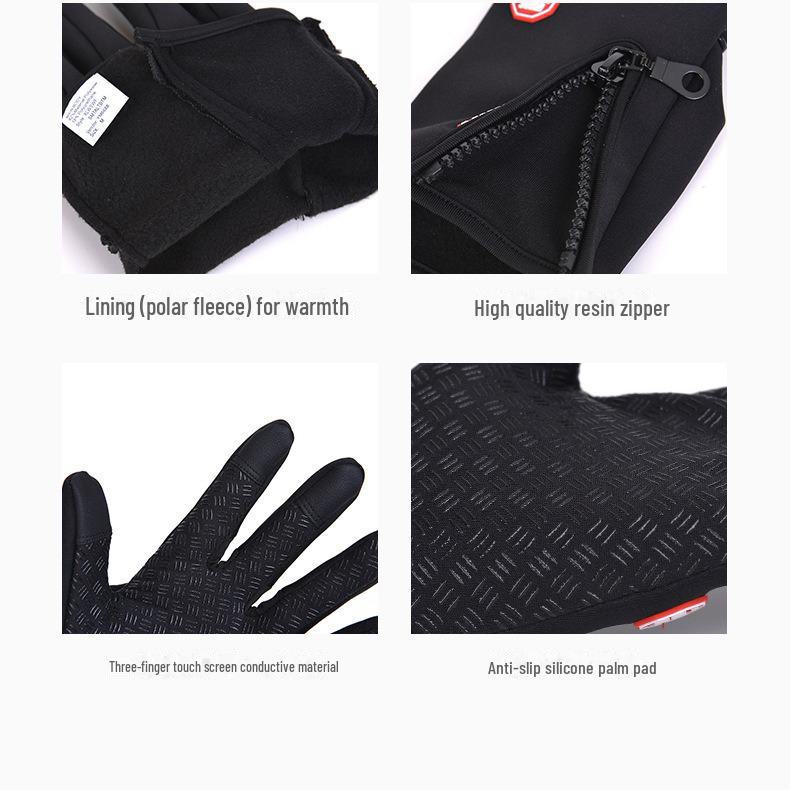Waterproof Windproof Touchscreen Fleece Cycling Gloves for Outdoor Sports - Warm Non-Slip Design for Autumn & Winter