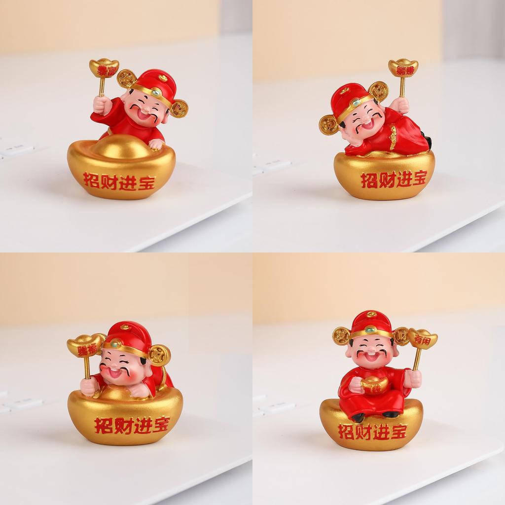 Lucky God Of Wealth Resin Figurine For Home Office Celebration Gift