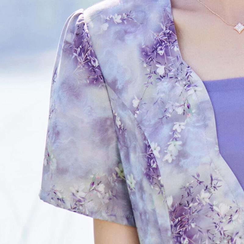 New Chinese Style Faux Two-Piece Chiffon Dress