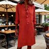 Sommerkleid für Damen Lässig Rüschenbesatz V-Ausschnitt A-Linie Midi-Kleid Langarm Urlaubs-Reise-Outfit mit Taschen