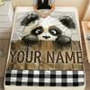 1PC Custom Name Panda Love Heart Theme Patterned Flannel Blanket Suitable For All Seasons for Home Decor Warmth and Comfort Gifts Holiday Present_lx