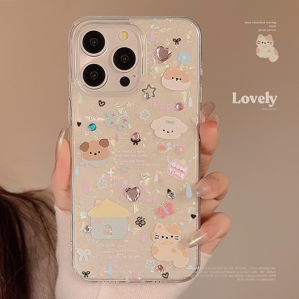 Applicable Ins Cartoon Fun Puppy Sticker Apple 15pro Max Mobile Phone Case 16 Shell Iphone15 Soft 11
