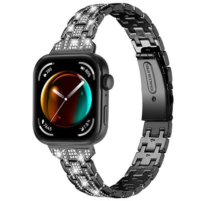For Huawei Watch Fit 3 Watch Strap Five-Bead Rhinestones Metal Wrist Band Bracelet