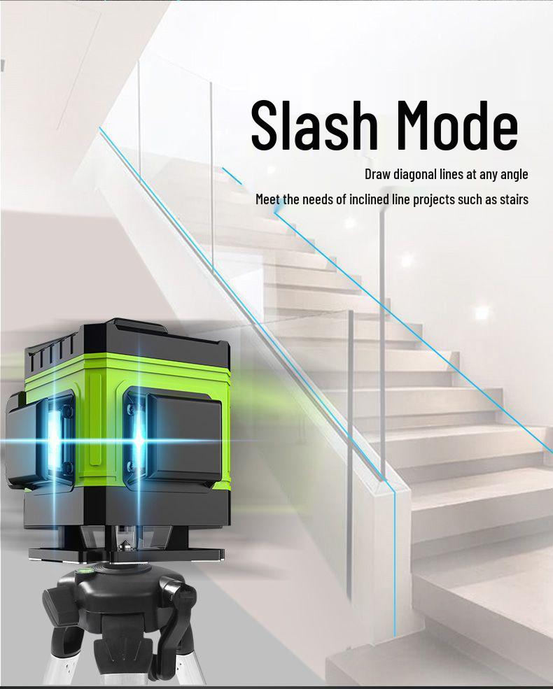 High-Precision Laser Level with Green Light, 12-16 Lines, for Walls and Floors, Automatic Leveling