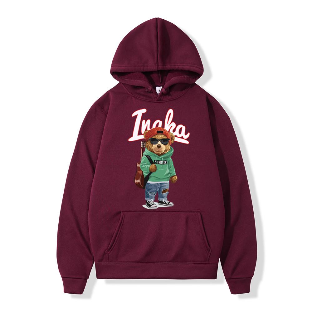Herren Hoodies Hip Hop Inaka Power Toy Bear Print Fleece Hoody Sweatshirt Frauen Harajuku Pullover Streetwear Hoodie Unisex Kleidung