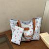 Cherry Print Tote Bag, Large Capacity Shoulder Bag, Matching Small Pouch, Pu Leather Handle, Casual Daily Work Shopping Handbag For Women