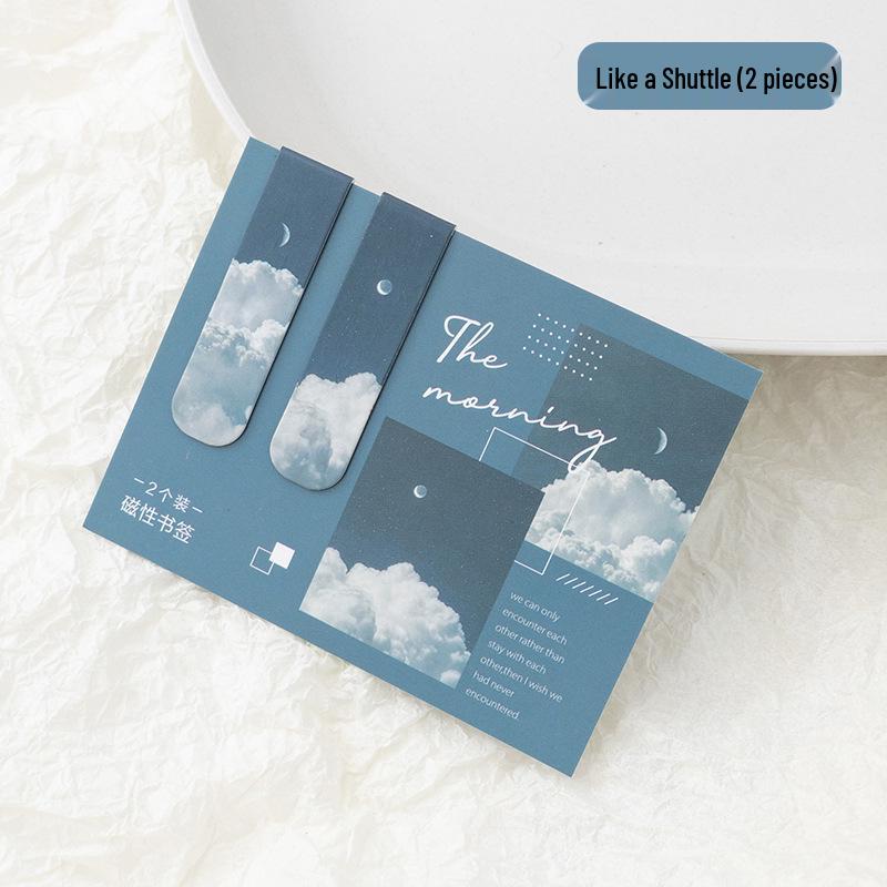 Marque-pages Magnétiques Série Fantaisie Matinale: 6 Motifs de Nuages Scéniques Simples