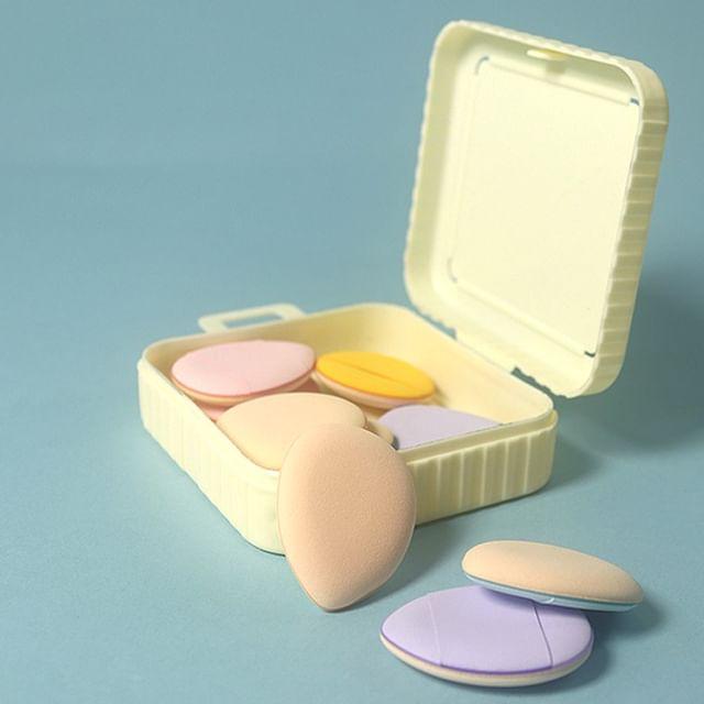 Sweetpourin - Plain Luggage Design Powder Puff Case Off-White