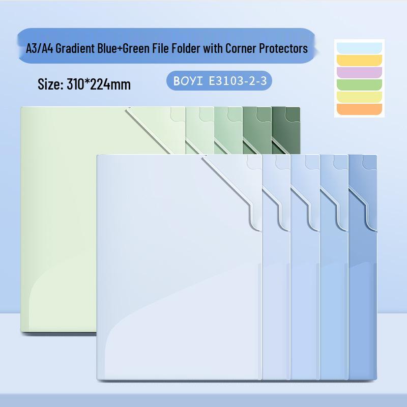 E3103 Transparent A3/A4 Folder & Loose-Leaf Paper Clip for Junior High School Students